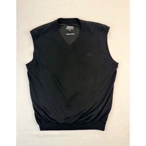 Mizuno WindLite Performance Golf Sweater Vest Mens XXL Black V-Neck Ribbed Back